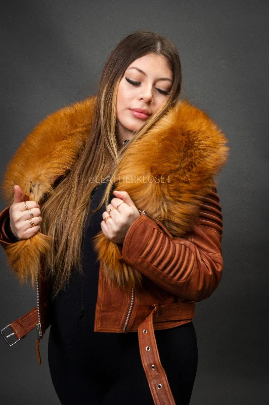 Women's Trey Biker Caramel Crunch Oversized Fox Collar [Red Fox]