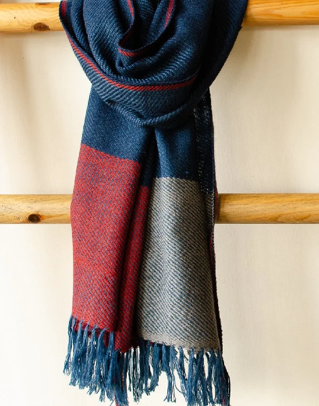 100% SOFT WOOL STOLE UK -DYED WITH MADDER AND INDIGO