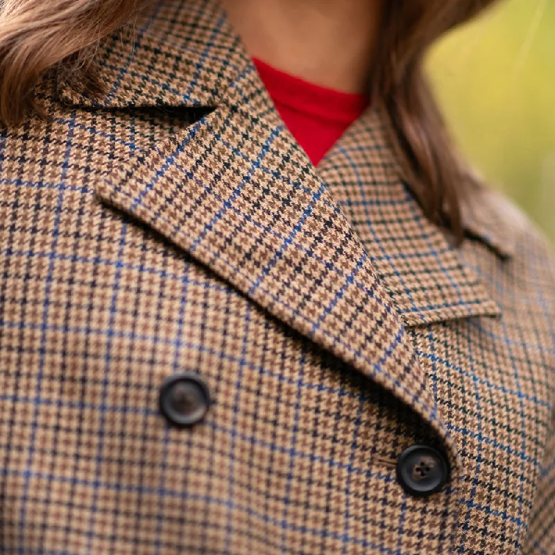 Brown Houndstooth Faye Double Breasted Mac Coat