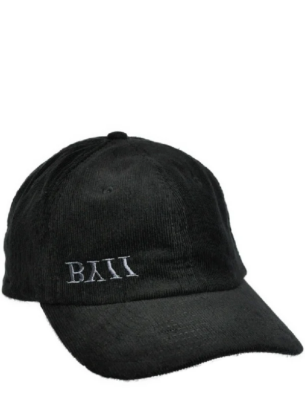 Embroidered Corduroy Cap - Black