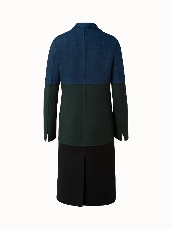 Cashmere Double-Face Colorblock Long Coat