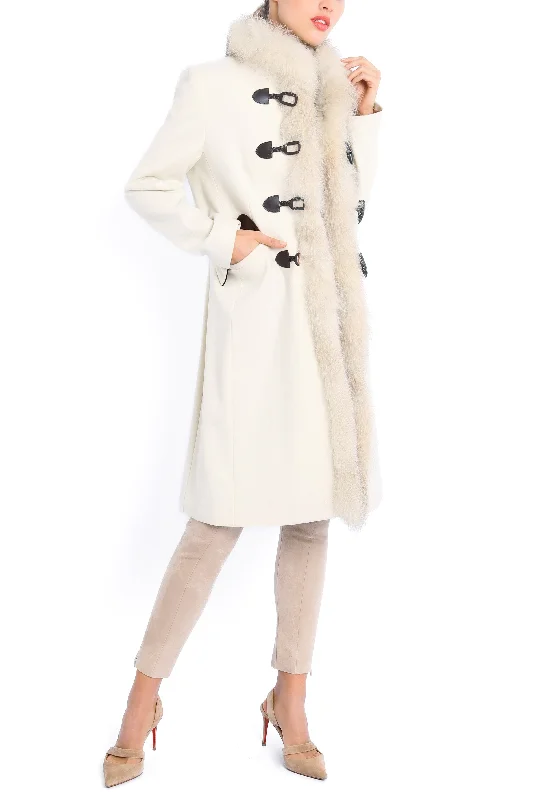 Coat from winter white merino loden