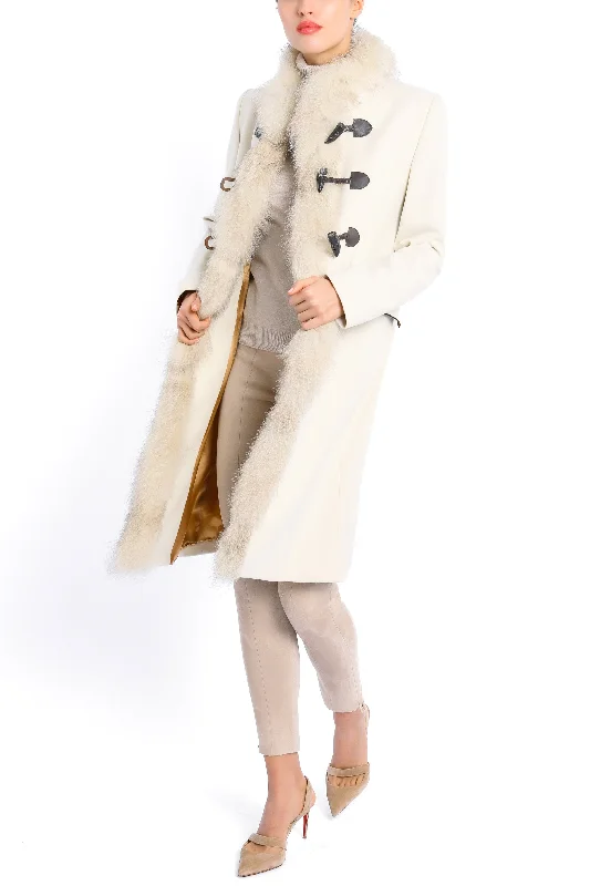 Coat from winter white merino loden