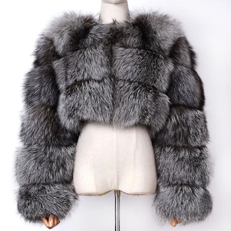 Coat Natural Fox Fur Coat Real Fox Fur Jacket Winter Women