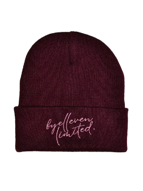 Embroidered Logo Beanie - Bordeaux