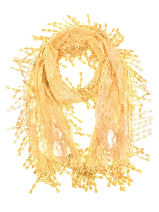 Fashion Lace Tassel Sheer Oblong Lightweight Scarf YH17