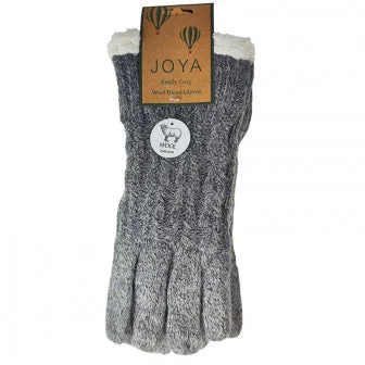 Fleece lined cable knit dark grey gloves