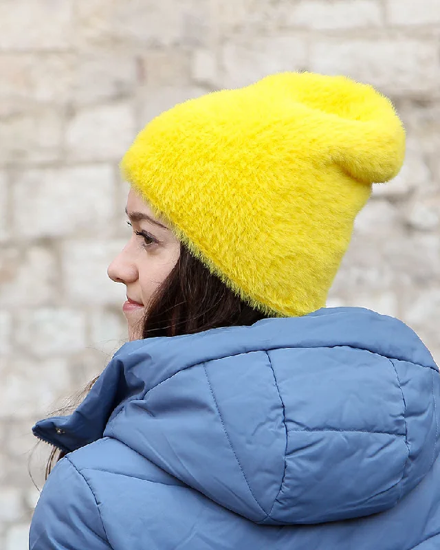 Fuzzy Faux Fur Beanie Hat