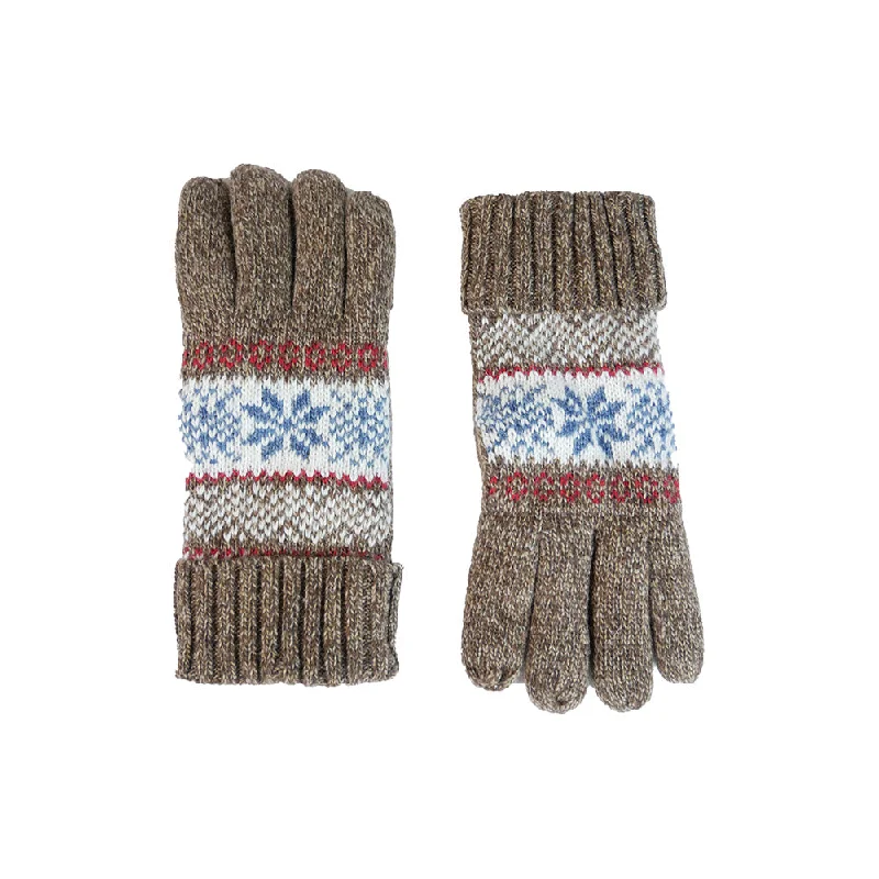 Fawn winter pattern lined wool blend gloves