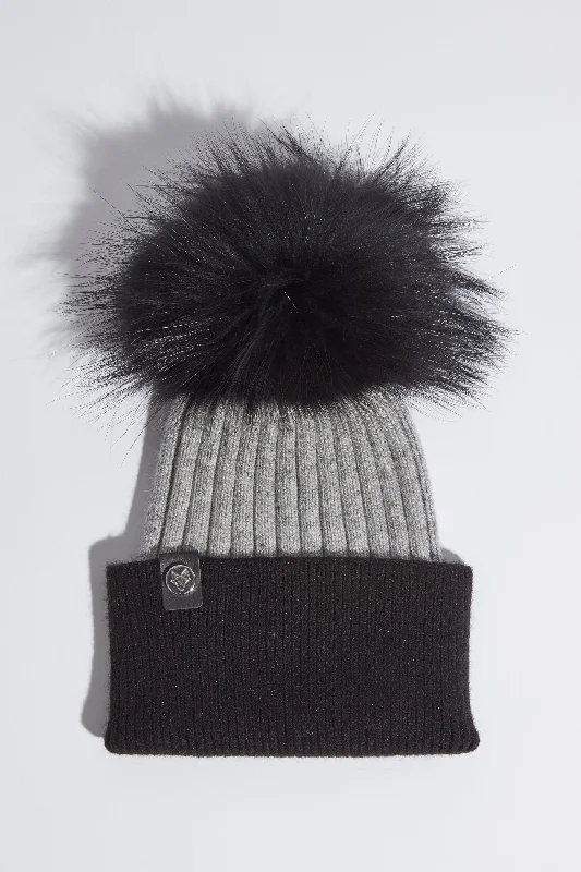 Harley Pom Pom Hat - Grey/Black