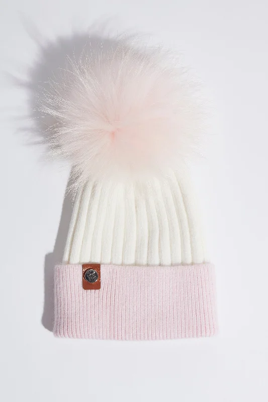 Harley Pom Pom Hat - White/Pink