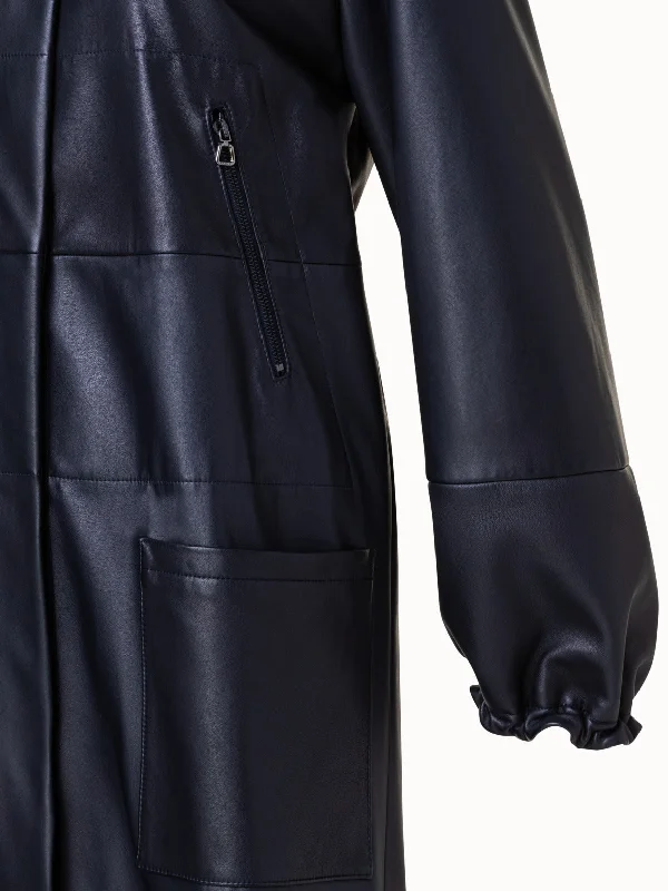 Lambskin Leather Long Bomber Jacket