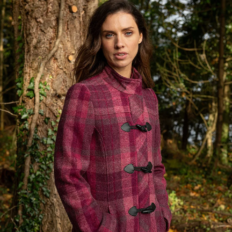 Raspberry Check Marie Duffle Coat