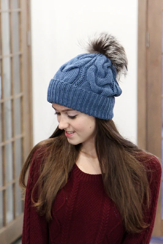 Real Fox Fur Pom Pom Hat