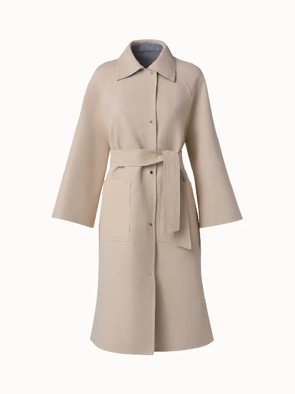 Reversible Bi-Color Cotton Linen Double-Face Belted Coat