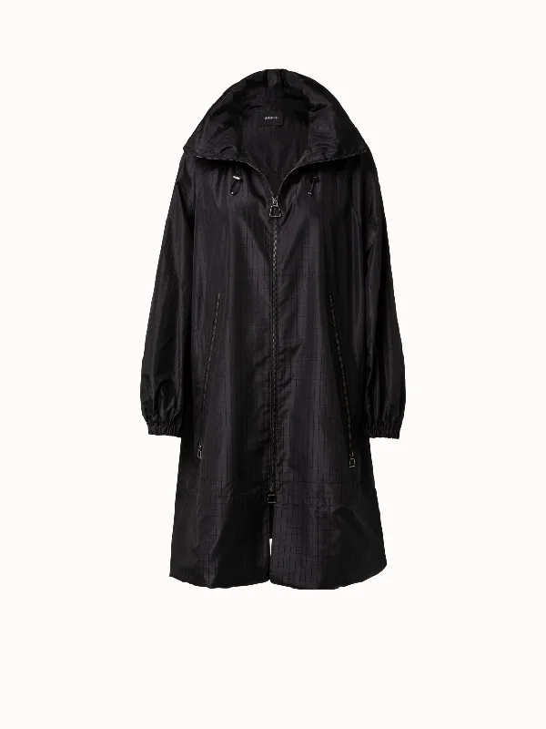 Silk Taffeta Coat with Woven Check