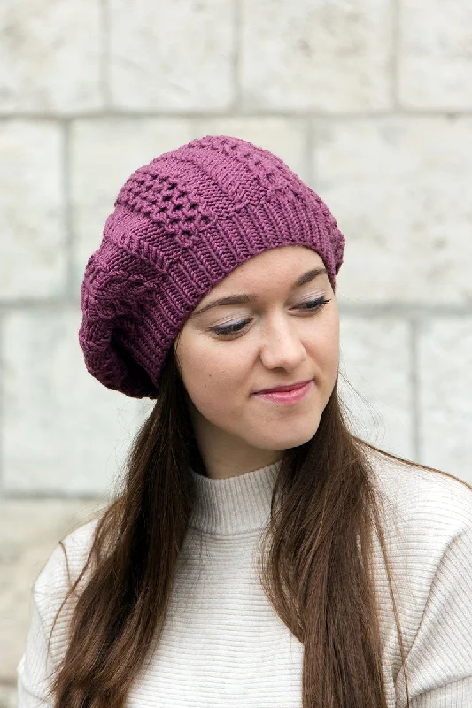 Soft Merino Wool Knit Beret Braid Tam